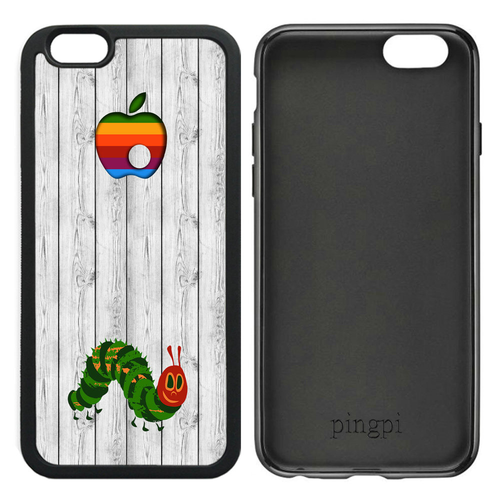 Apple Colourful Quirky Worm Caterpillar Bite Mac Funny Case for iPhone 6 6S